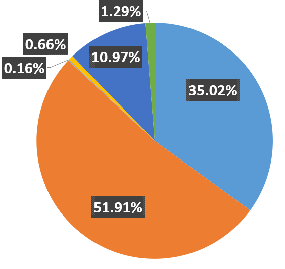 pie chart with percentage break down of library funding