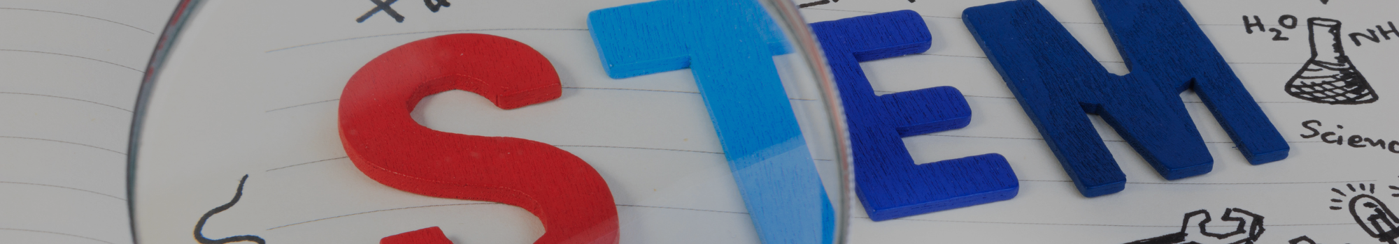 a close up of the STEM logo on a white background with black doodles