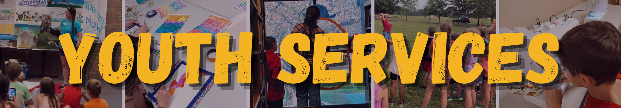 different program photos with text overlay of Children Services