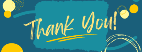 blue background with yellow circles with text: Thank You